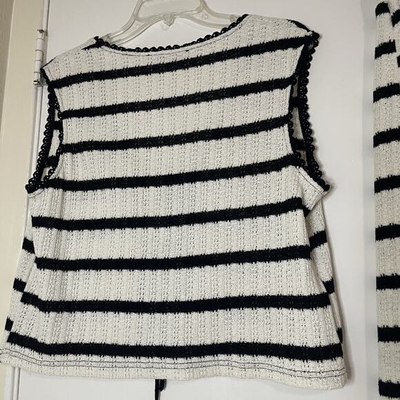 MNG BY MANGO black white striped knit 2 piece vest pants set L/XL - Picture 8 of 12